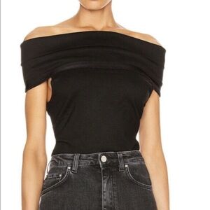 ROSETTA GETTY Top Women’s XL Banded Off Shoulder Minimal Black Body Con New $620